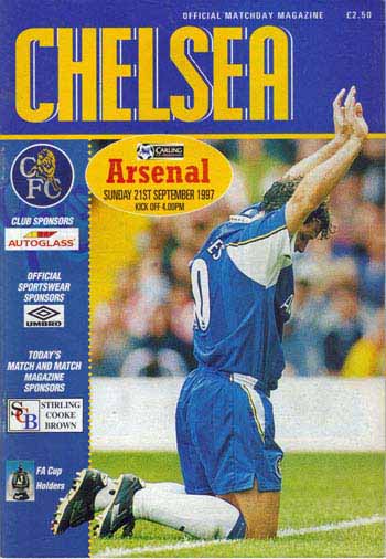 programme cover for Chelsea v Arsenal, Sunday, 21st Sep 1997