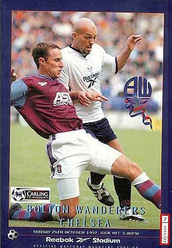 programme cover for Bolton Wanderers v Chelsea, 26th Oct 1997