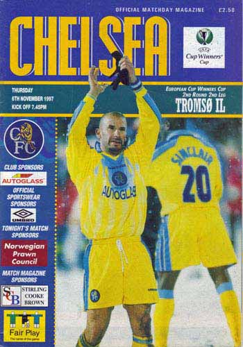 programme cover for Chelsea v Tromsø, 6th Nov 1997