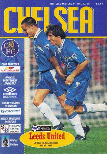 programme cover for Chelsea v Leeds United, 13th Dec 1997