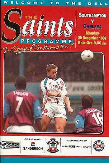 programme cover for Southampton v Chelsea, 29th Dec 1997
