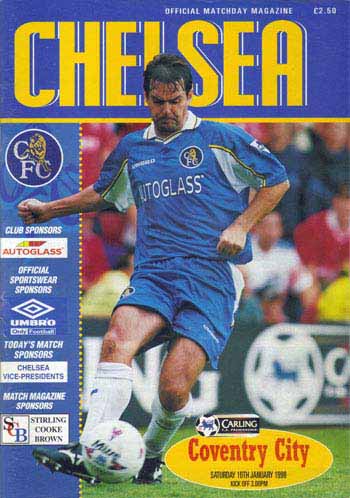 programme cover for Chelsea v Coventry City, 10th Jan 1998