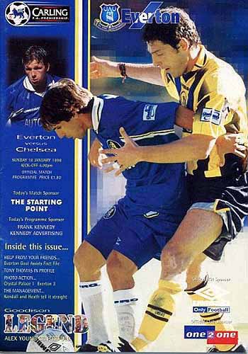 programme cover for Everton v Chelsea, 18th Jan 1998