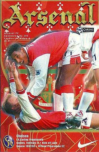 programme cover for Arsenal v Chelsea, 8th Feb 1998