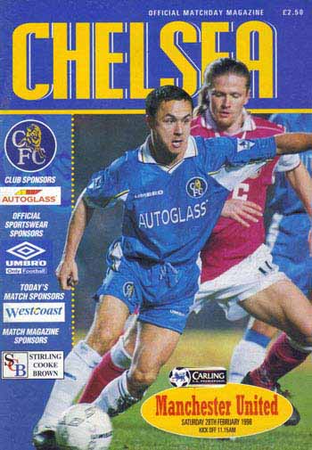 programme cover for Chelsea v Manchester United, Saturday, 28th Feb 1998