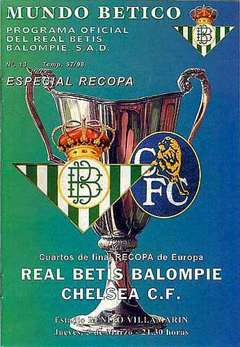 programme cover for Real Betis v Chelsea, 5th Mar 1998