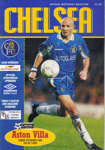 programme cover for Chelsea v Aston Villa, 8th Mar 1998