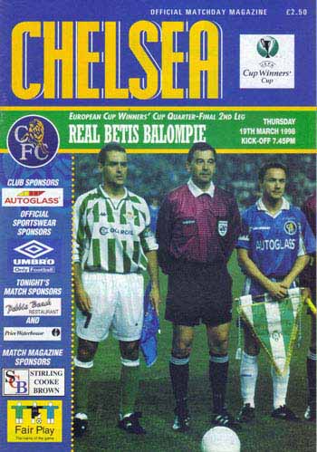 programme cover for Chelsea v Real Betis, Thursday, 19th Mar 1998