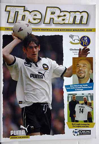 programme cover for Derby County v Chelsea, 5th Apr 1998