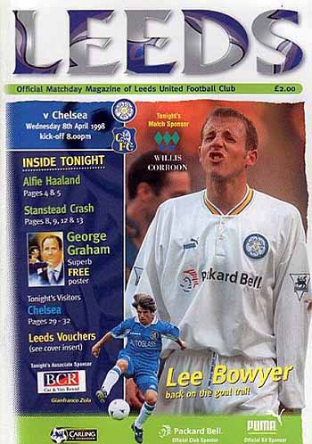 programme cover for Leeds United v Chelsea, Wednesday, 8th Apr 1998