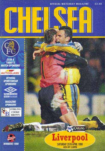 programme cover for Chelsea v Liverpool, Saturday, 25th Apr 1998