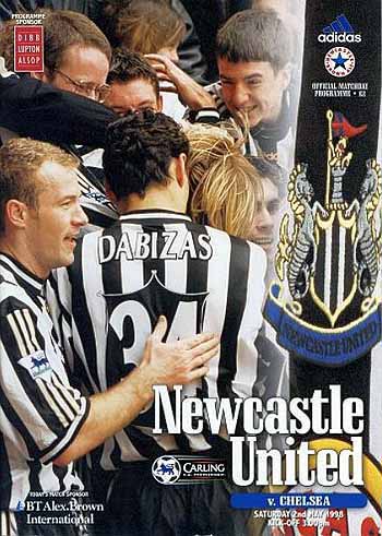 programme cover for Newcastle United v Chelsea, 2nd May 1998
