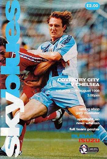 programme cover for Coventry City v Chelsea, 15th Aug 1998