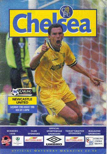 programme cover for Chelsea v Newcastle United, 22nd Aug 1998