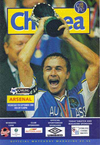 programme cover for Chelsea v Arsenal, 9th Sep 1998