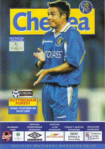 programme cover for Chelsea v Nottingham Forest, 12th Sep 1998
