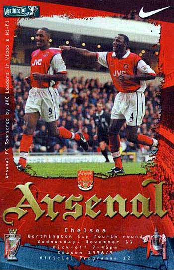 programme cover for Arsenal v Chelsea, 11th Nov 1998