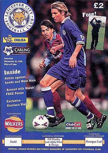 programme cover for Leicester City v Chelsea, 21st Nov 1998