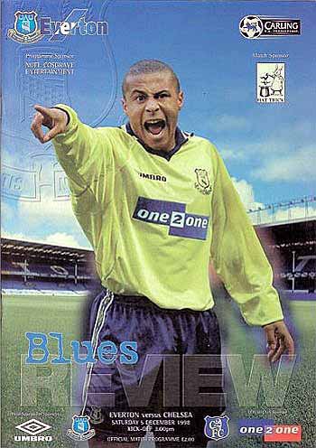 programme cover for Everton v Chelsea, 5th Dec 1998
