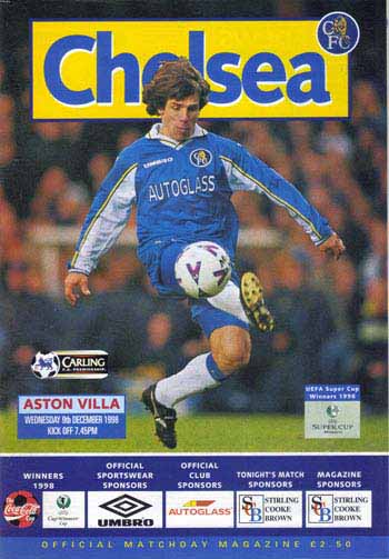 programme cover for Chelsea v Aston Villa, 9th Dec 1998
