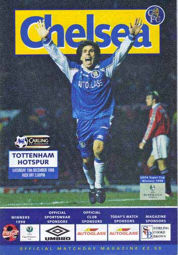 programme cover for Chelsea v Tottenham Hotspur, 19th Dec 1998