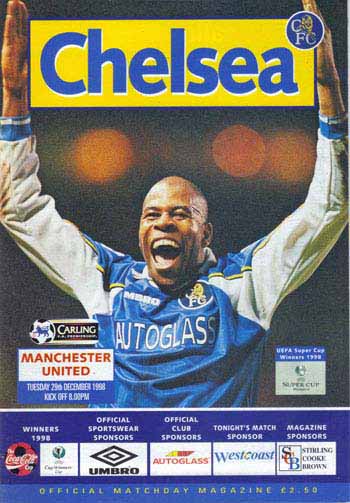 programme cover for Chelsea v Manchester United, 29th Dec 1998