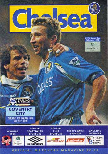 programme cover for Chelsea v Coventry City, 16th Jan 1999