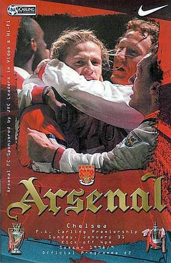 programme cover for Arsenal v Chelsea, 31st Jan 1999