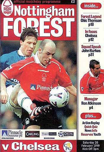 programme cover for Nottingham Forest v Chelsea, 20th Feb 1999