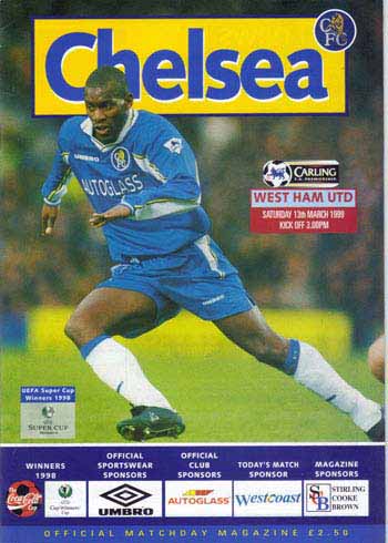 programme cover for Chelsea v West Ham United, 13th Mar 1999