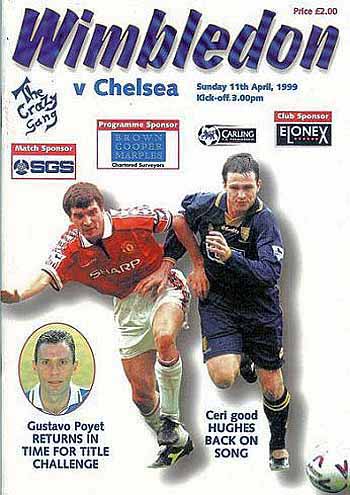 programme cover for Wimbledon v Chelsea, 11th Apr 1999