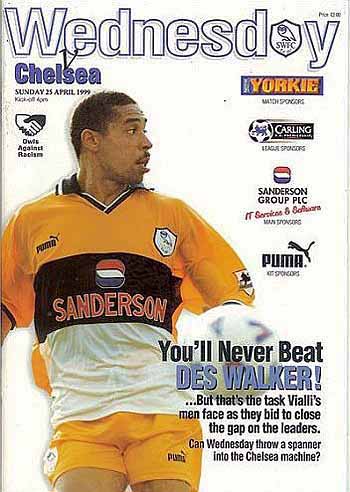 programme cover for Sheffield Wednesday v Chelsea, 25th Apr 1999