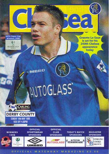 programme cover for Chelsea v Derby County, 16th May 1999
