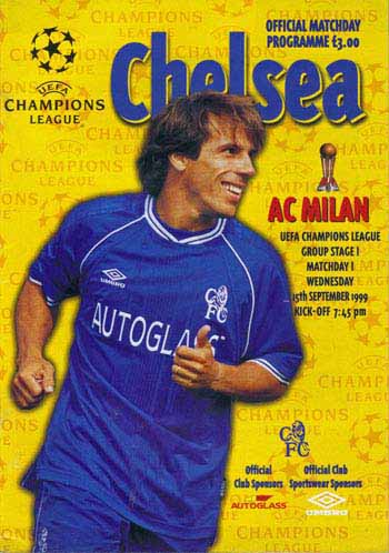 programme cover for Chelsea v A.C. Milan, 15th Sep 1999