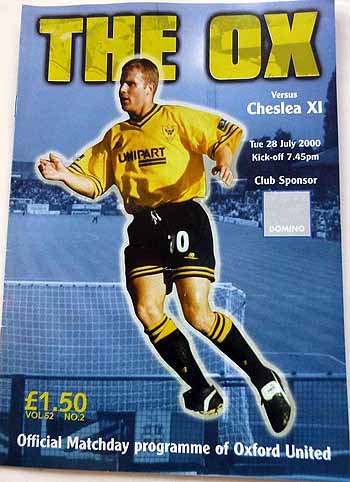 programme cover for Oxford United v Chelsea, 28th Jul 2000