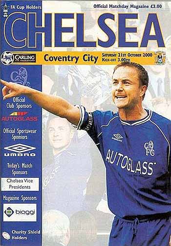 programme cover for Chelsea v Coventry City, 21st Oct 2000