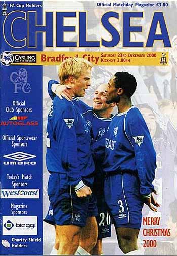 programme cover for Chelsea v Bradford City, 23rd Dec 2000