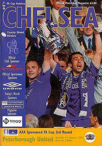 programme cover for Chelsea v Peterborough United, 6th Jan 2001