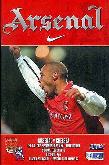programme cover for Arsenal v Chelsea, 18th Feb 2001