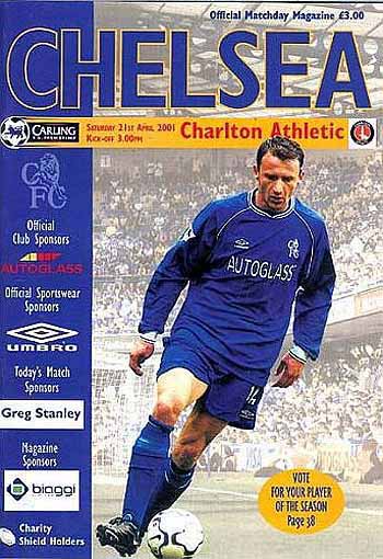programme cover for Chelsea v Charlton Athletic, 21st Apr 2001