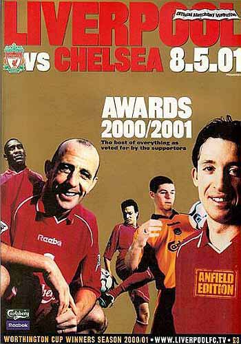 programme cover for Liverpool v Chelsea, 8th May 2001