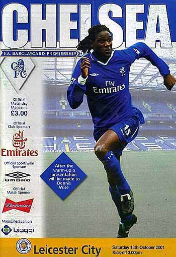 programme cover for Chelsea v Leicester City, 13th Oct 2001