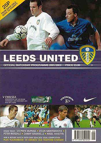 programme cover for Leeds United v Chelsea, 28th Nov 2001