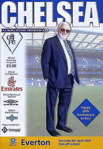 programme cover for Chelsea v Everton, 6th Apr 2002