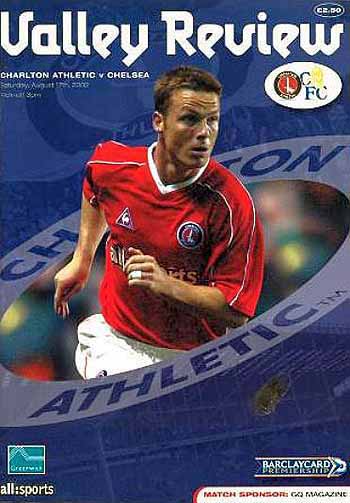 programme cover for Charlton Athletic v Chelsea, 17th Aug 2002
