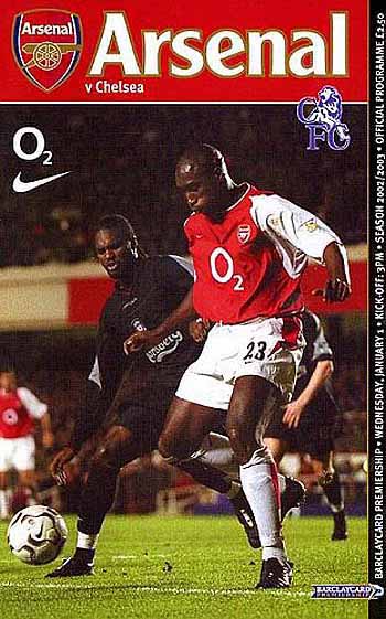 programme cover for Arsenal v Chelsea, 1st Jan 2003