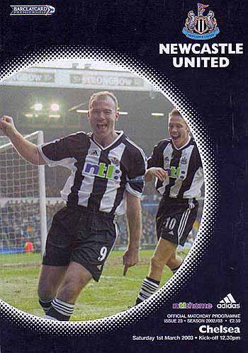 programme cover for Newcastle United v Chelsea, 1st Mar 2003
