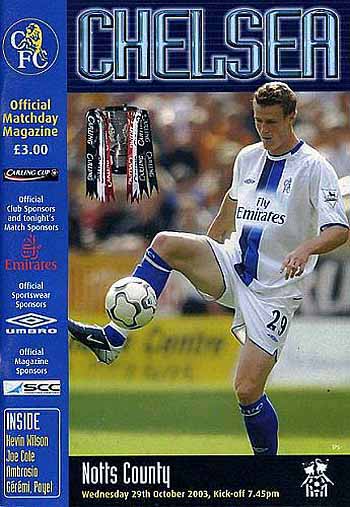 programme cover for Chelsea v Notts County, 29th Oct 2003