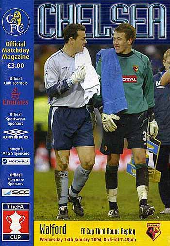 programme cover for Chelsea v Watford, 14th Jan 2004