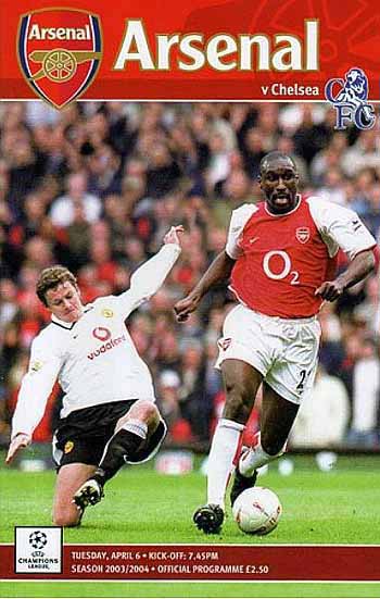 programme cover for Arsenal v Chelsea, 6th Apr 2004